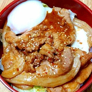 厚切り豚肉で簡単焼肉丼